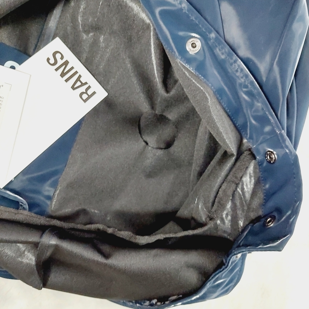 New Rains 12020 Unisex Waterproof Long Jacket In Navy P4936 - Picture 9 of 11